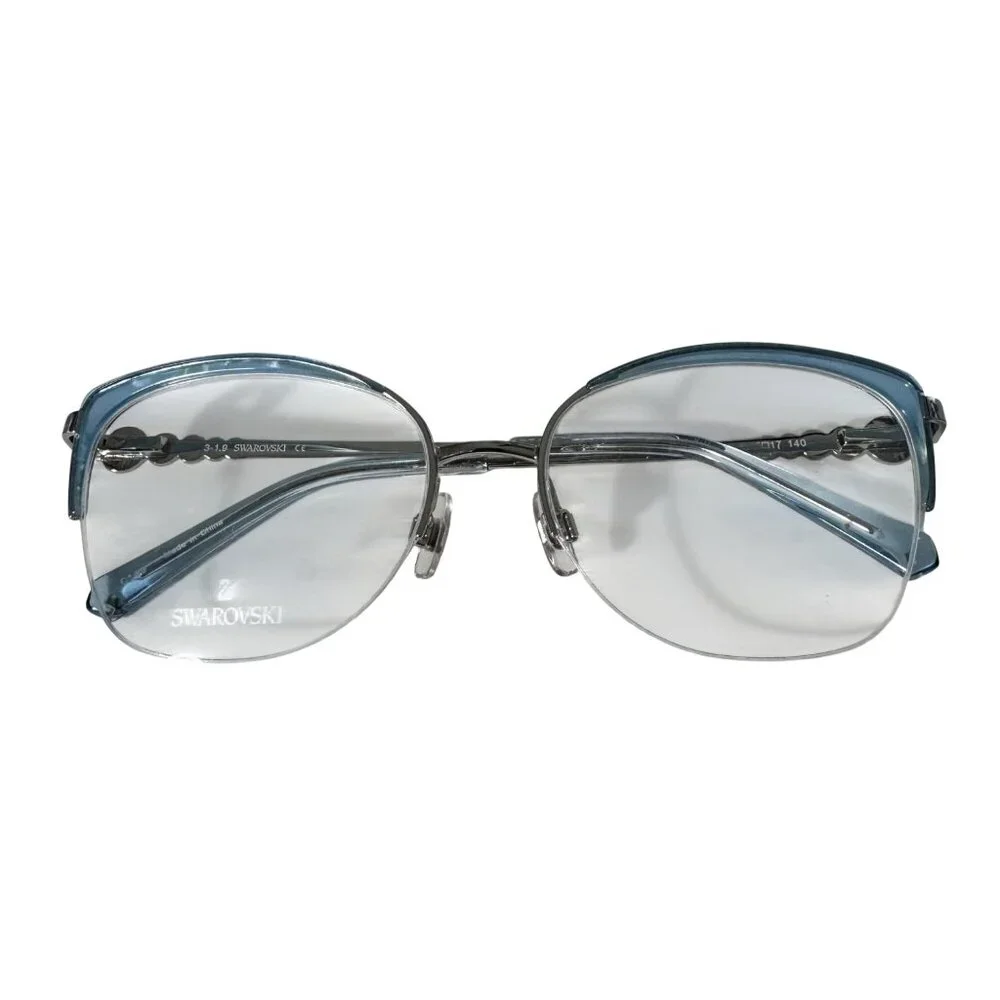 Swarovski SK5307 Eyeglass Frame Only 55-17-140 Blue Metal Semi-Rimless Gemstones - Picture 14 of 14